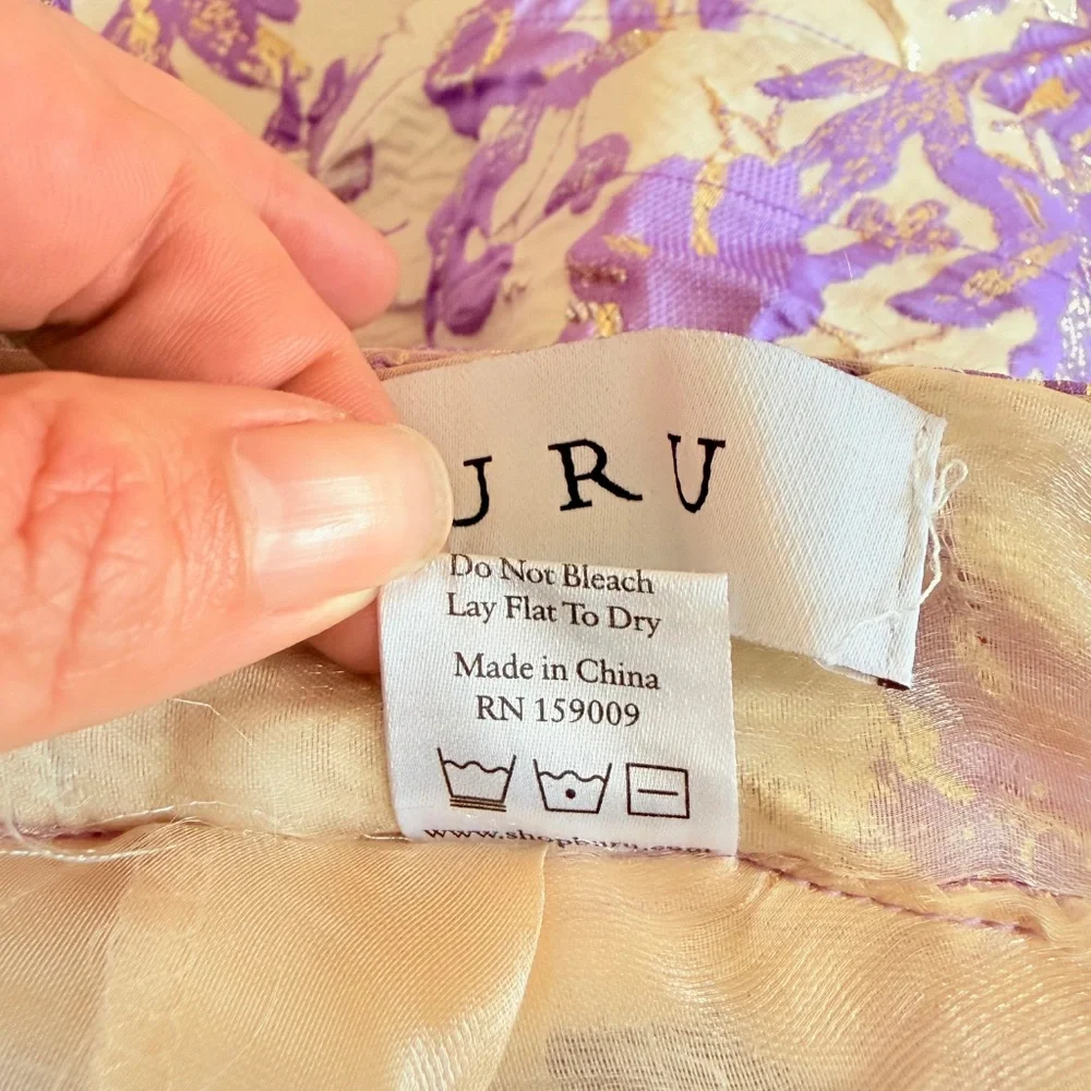 Buru Teagan Lavender Ruffle Tiered Brocade Midi Statement Dopamine Skirt Size S - Picture 9 of 15